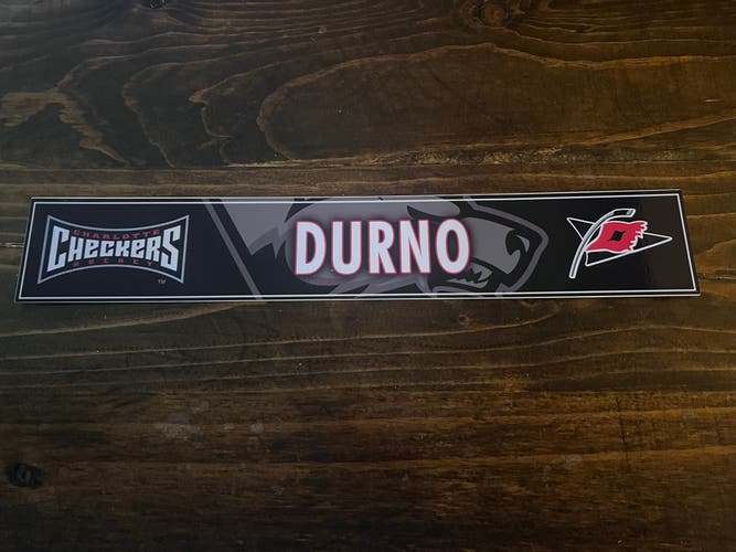 AHL Charlotte Checkers Game-used Hockey Locker Nameplate Durno