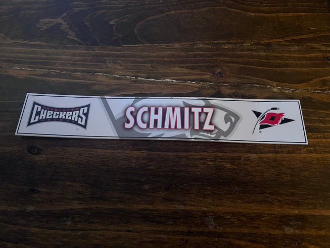 AHL Charlotte Checkers Game-used Hockey Locker Nameplate Schmitz