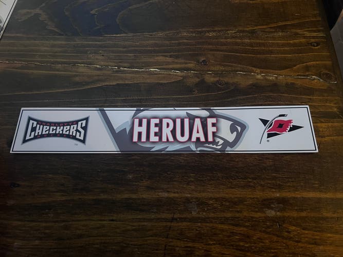 AHL Charlotte Checkers Game-used Hockey Locker Nameplate Heruaf