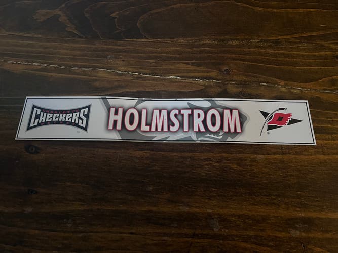 AHL Charlotte Checkers Game-used Hockey Locker Nameplate Holmstrom