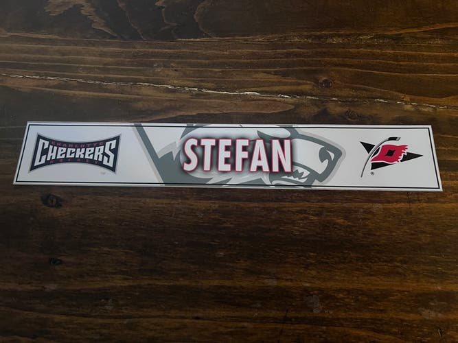 AHL Charlotte Checkers Game-used Hockey Locker Nameplate Stefan