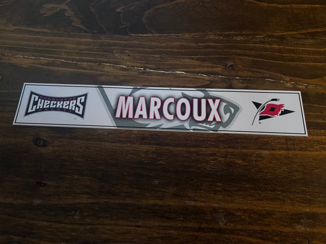AHL Charlotte Checkers Game-used Hockey Locker Nameplate Marcoux