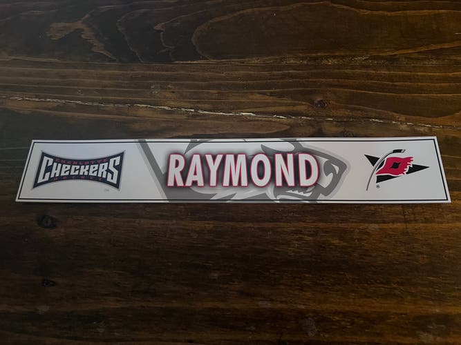 AHL Charlotte Checkers Game-used Hockey Locker Nameplate Raymond