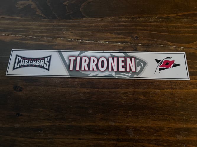 AHL Charlotte Checkers Game-used Hockey Locker Nameplate Tirronen