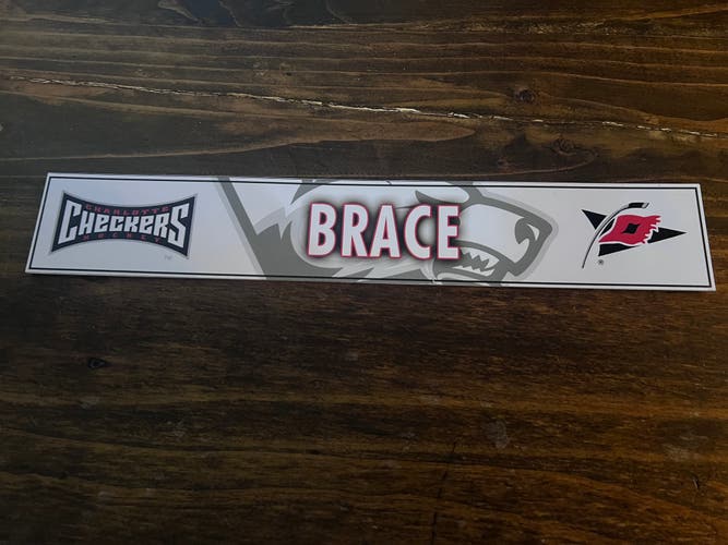 AHL Charlotte Checkers Game-used Hockey Locker Nameplate Brace