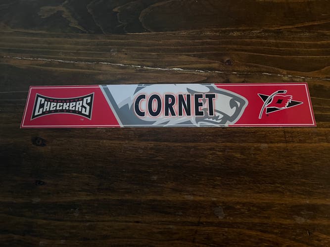AHL Charlotte Checkers Game-used Hockey Locker Nameplate Cornet