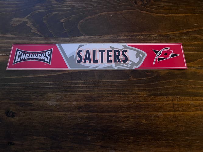 AHL Charlotte Checkers Game-used Hockey Locker Nameplate Salters