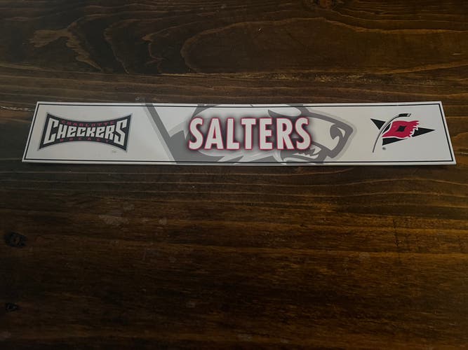AHL Charlotte Checkers Game-used Hockey Locker Nameplate Salters