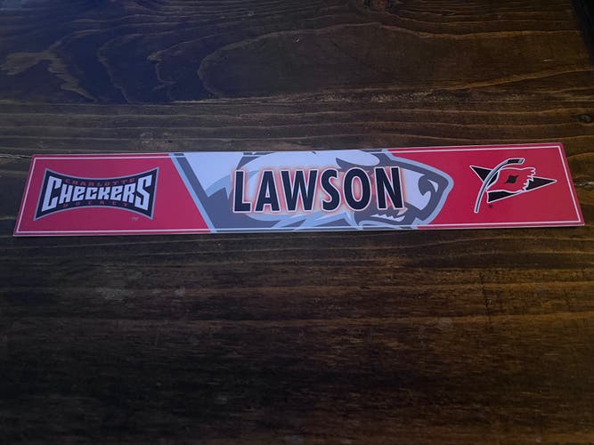 AHL Charlotte Checkers Game-used Hockey Locker Nameplate Lawson