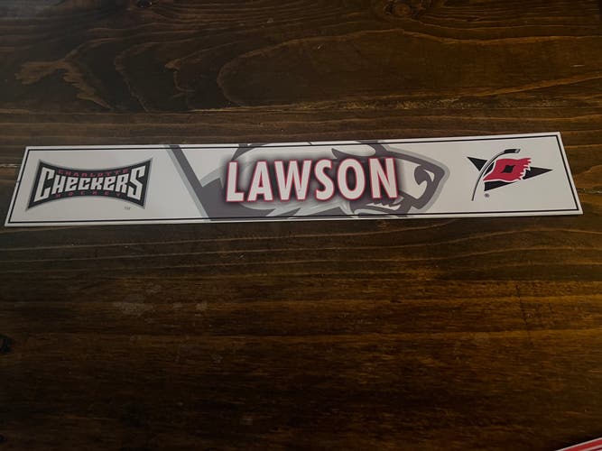 AHL Charlotte Checkers Game-used Hockey Locker Nameplate Lawson