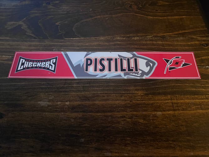 AHL Charlotte Checkers Game-used Hockey Locker Nameplate Pistilli