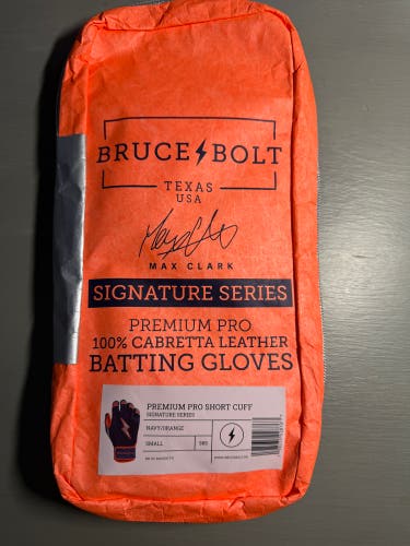 Max Clark Signature Series Short Cuff Batting Gloves - Navy/Orange Adult Small