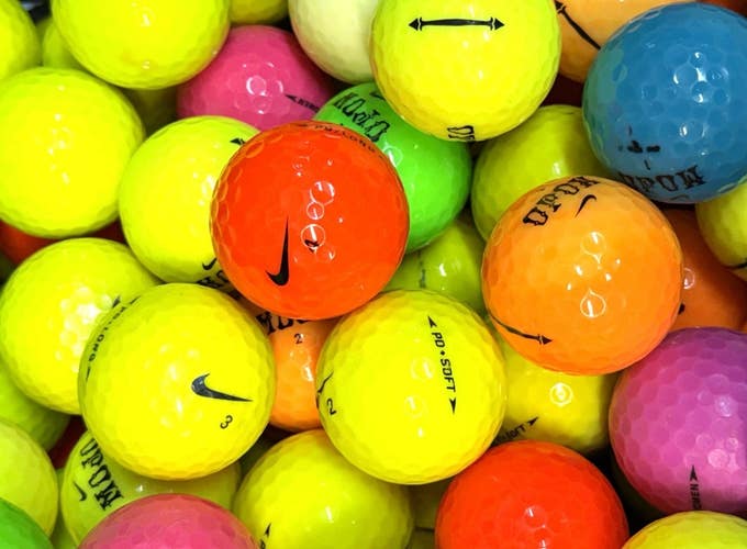 24 Assorted Colored Nike Golf Balls.... AAAA Near Mint.....Full Colored Mix