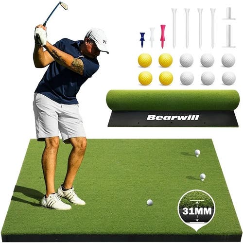 Bearwill 5’ x 4’ Commercial-Grade Golf Hitting Mat – 31mm Thick