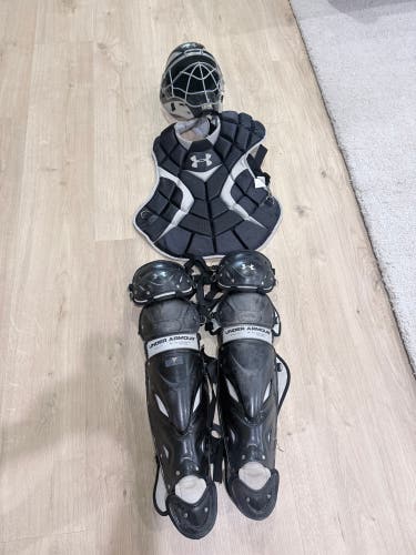 Black/Navy Under Armour Pro series Catcher's Set (Used)