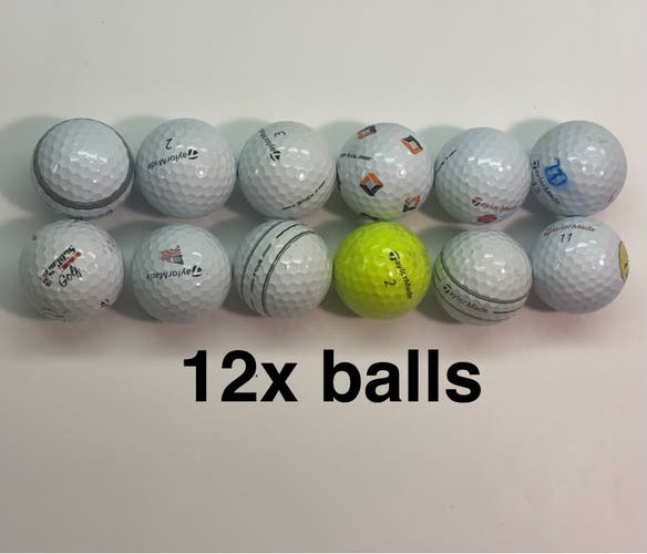 TaylorMade Assorted TP5 & TP5x Golf Balls Dozen pack (12 total) Mint 4A/5A Grade Clean Recycled