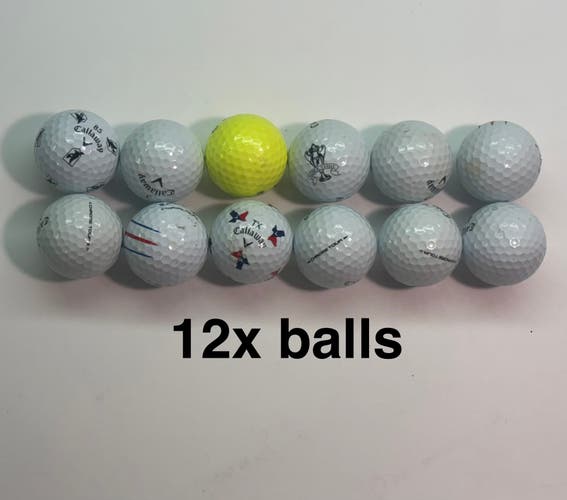 Callaway Chrome Tour & Chrome Tour x Golf Balls Dozen (12 Pack) Mint 4A/5A Grade Clean Recycled