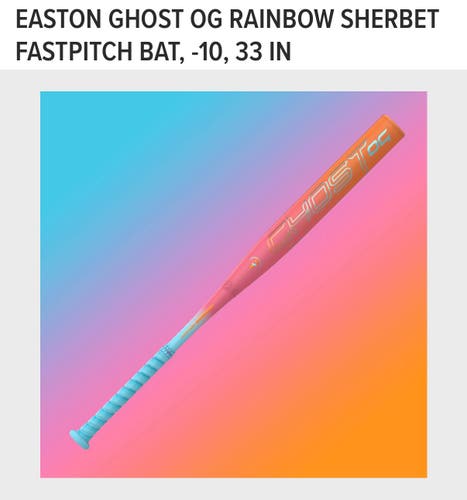 Easton Ghost OG Rainbow Sherbet Fastpitch Softball Bat -10, 33 Inch