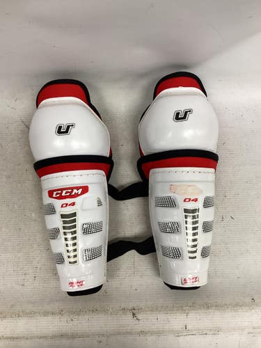Used CCM U+ 04 Youth Shin Guards White 9" 11851-S000050244