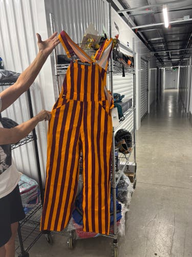 Game Day Bibs Maroon Gold Striped Overalls XSmall NEW  Commanders Unisex