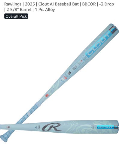 2025 Rawlings Clout AI Alloy BBCOR Certified Bat (-3) 29 oz 32" (Used)