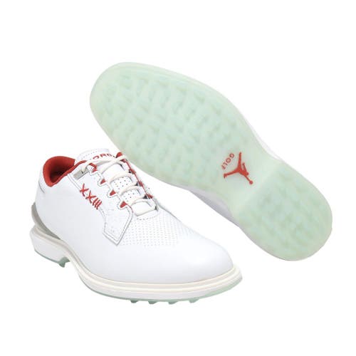 Men's Size M 9.5 (W 11.0) Jordan Golf Shoes (New) ADG 5 Wide White Fire Red Spike-less FQ7874-101