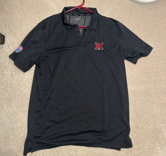Black Large Men's Bauer Golf Shirt Miami University Used)