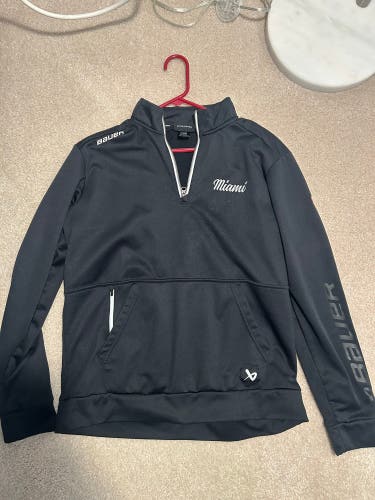 Black Large Men's Bauer Quarter Zip Miami University Used)
