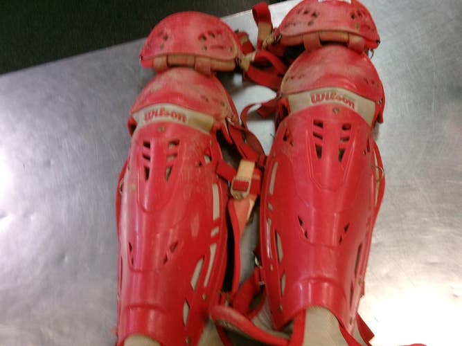 Used Wilson SHIN GUARDS Catchers Leg Guards Red Adult 11868-S000071036