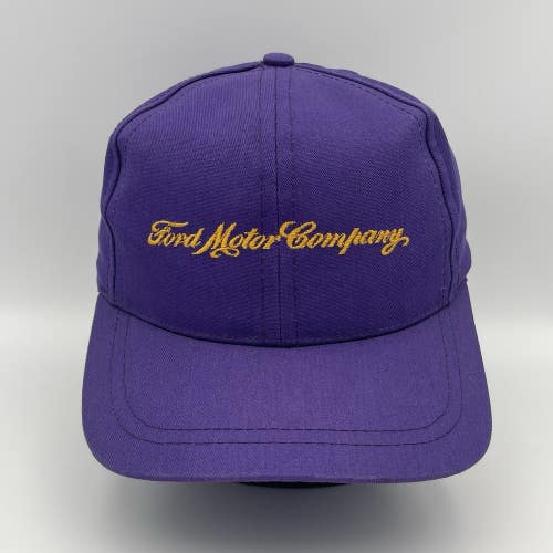 Vintage Ford Motor Company Hat USA Made Purple Script Spellout Snapback Cap