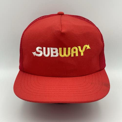 Vintage Subway Hat Food Restaurant Red Logo Promo Snapback Cap