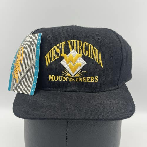 Vintage West Virginia Mountaineers Signatures Snapback Hat Black Wool Cap NWT