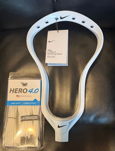 NIKE L4 LACROSSE HEAD with Hero 4.0 complete semi soft Complete MESH kit valued at $39.99!!!