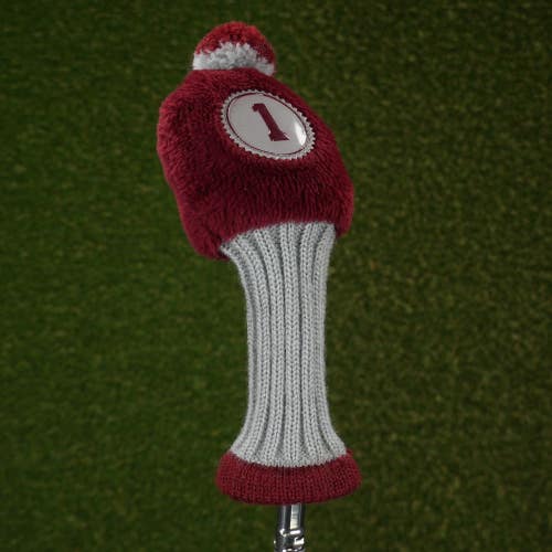 Vintage (Small Head) Driver Headcover 1 Sock Maroon / Silver ~ LOOK!!