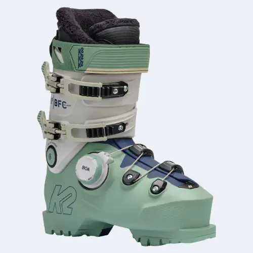 NEW Women's K2 BFC 105 BOA W Ski Boots - Size Mondo 23.0 / 23.5 (Mint Green / Off-White)