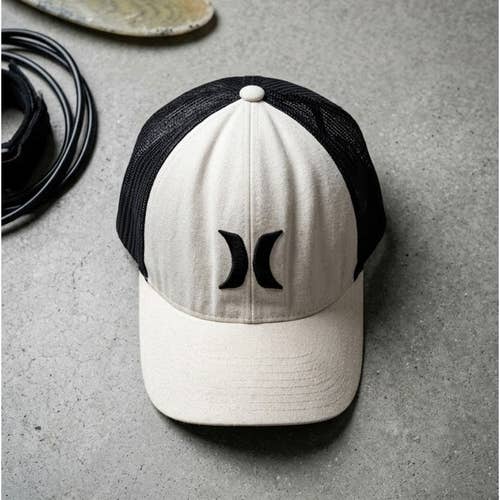 Hurley Trucker Hat Black White Snapback Yupoong Classics Mesh Surfcore Skater