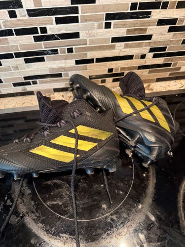 Black Men's Size M 8.0 (W 9.0) Adult Adidas Adizero Mid Top Molded Cleats (Used)