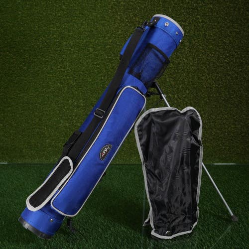 A99 Golf C9 Range Sunday Pencil Carry Bag Royal Blue 2-Way Divider W/ Rainhood