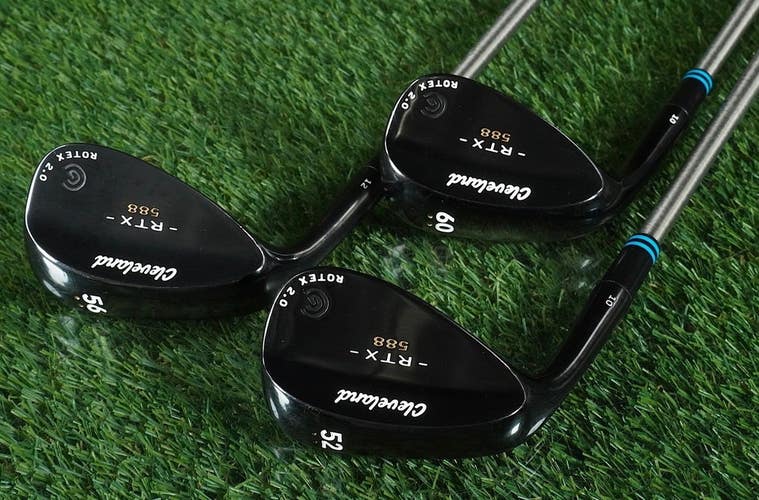 CUSTOM CLEVELAND RTX 588 WEDGES SET GW,SW,LW STEELFIBER STIFF LH 52,56,60 +1"