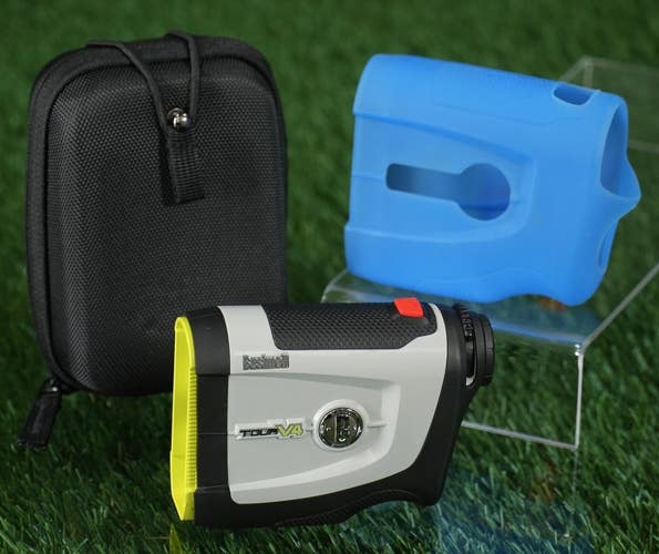 Bushnell Tour V4 Rangefinder Golf Range Finder With Hard Case & Blue Sleeve
