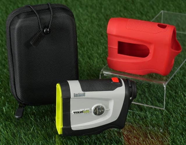 Bushnell Tour V4 Rangefinder Golf Range Finder With Hard Case & Red Sleeve