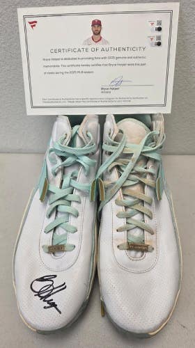 ST2 Phillies BRYCE HARPER Game Used Signed Auto Cleats 2025 Season FANATICS