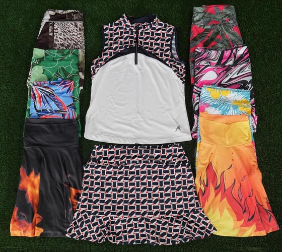 (10) Womens Golf Clothing Lot Small Pattern Golf Skort /Skirt Loudmouth Tail ++