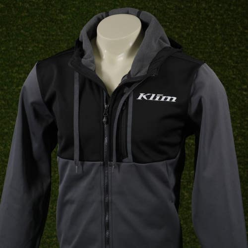 Mens Medium KLIM Transition Hoodie Full Zip Hooded Jacket Black / Gray VGC