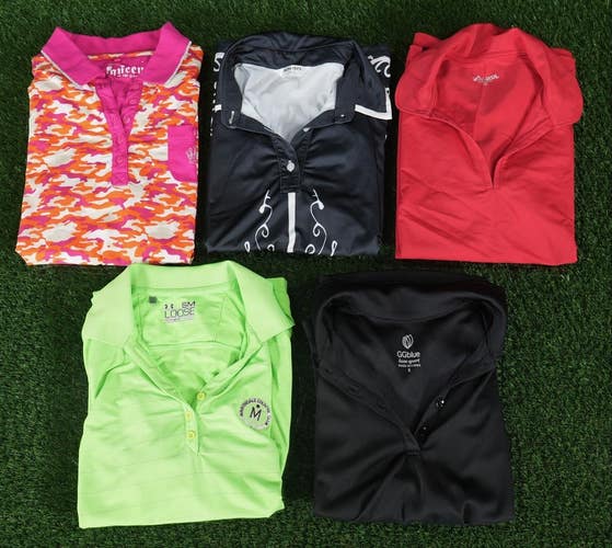 (5) Womens Golf Clothing Lot Small Golf Polo Shirt Under Armour GGblue++