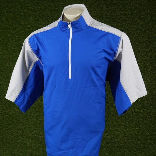 Mens Large FootJoy Sport SS Windshirt 1/2 Zip Pullover Royal Silver VGC ~ 32670