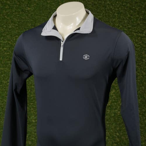 Mens Small Peter Millar Perth Performance 1/4 Zip Pullover Black, Club at 3 Logo