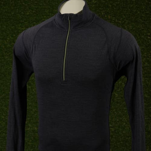 Mens Large Smartwool 1/4 Zip Base Layer Black VGC