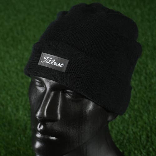 Titleist Charleston Cuff Knit Golf Beanie Golf Hat Cap Black, VGC