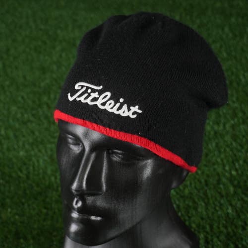 Titleist Winter Beanie Golf Hat Cap Black / Red